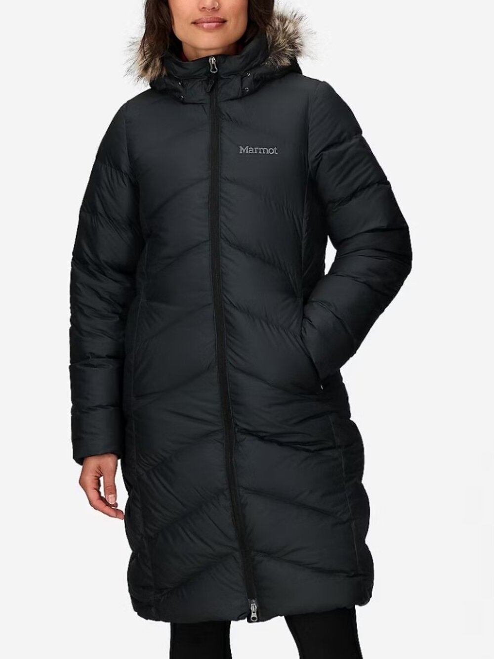 Marmot Women's S Montreal 700 Fill Parka Jacket  Black Quilted Full Zip Hooded
